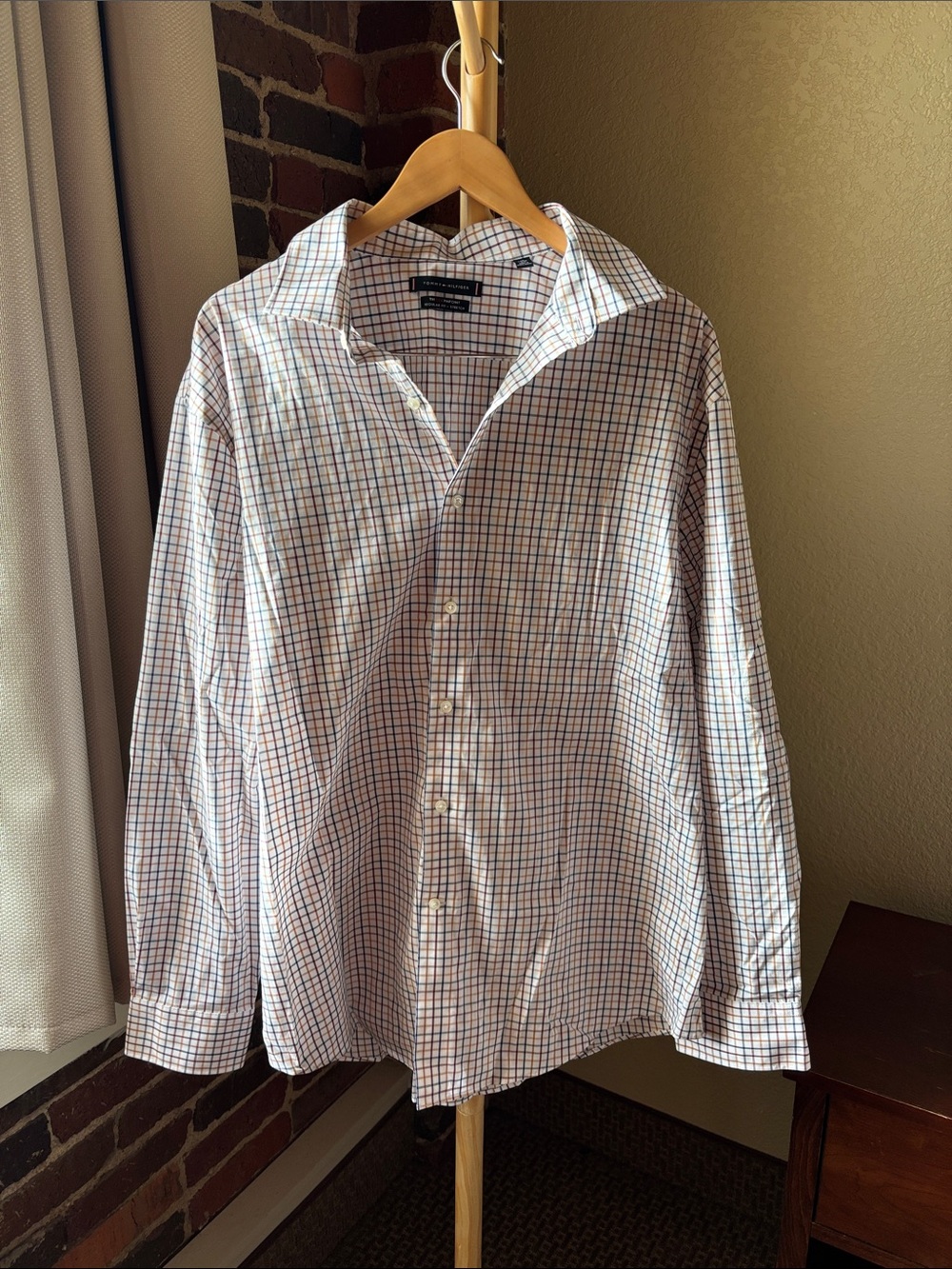 Tommy Hilfiger White Dress Shirt with Blue & Red Checks Size 2X